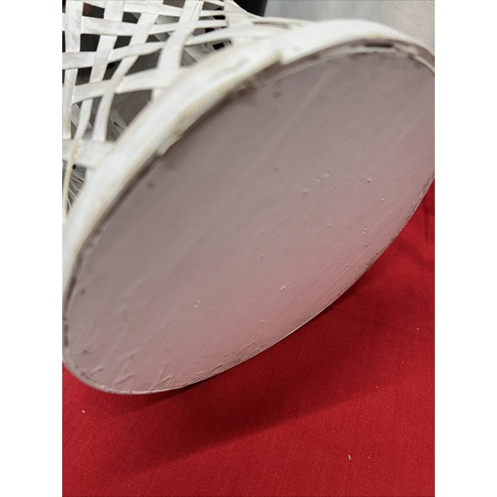 Large Whitewashed Rattan Hurricane Lantern Unique Boho Indoor Or Outdoor Decor